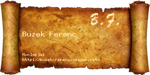 Buzek Ferenc névjegykártya